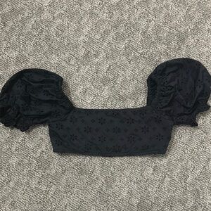 L Space puff sleeve bikini top